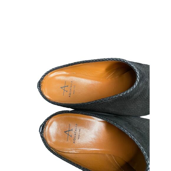 Aquatalia FIFE Perforated Black Suede Open Back Pointed Toe Slip On Mules Size 6 - Picture 6 of 8